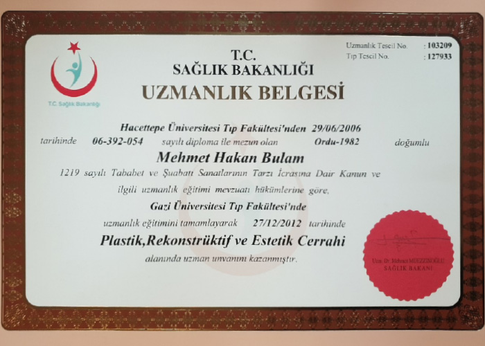 Specialist certificate