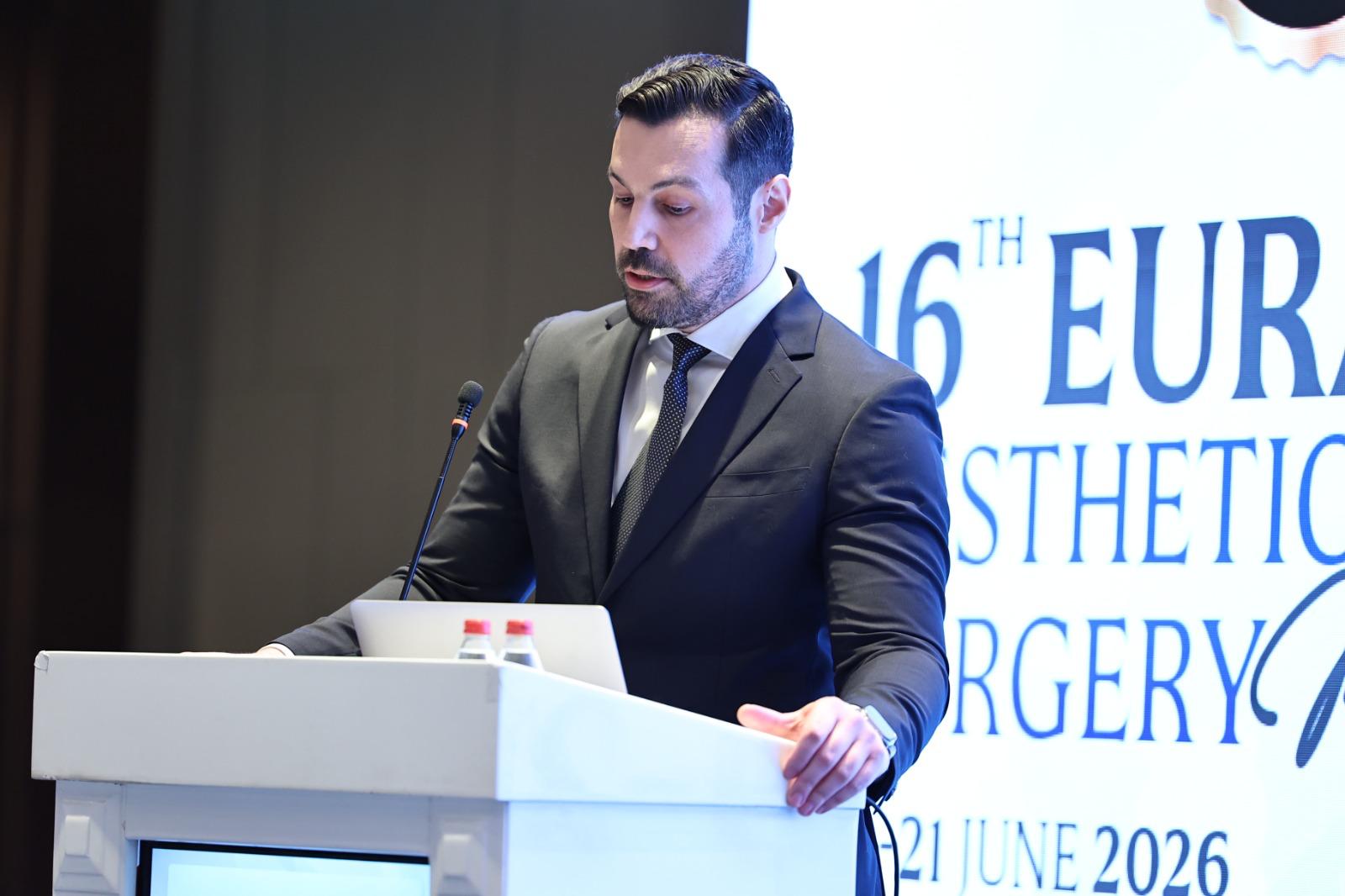 Op. Dr. M. Hakan Bulam at the podium, 16th Eurasian Aesthetic Plastic Surgery Meeting